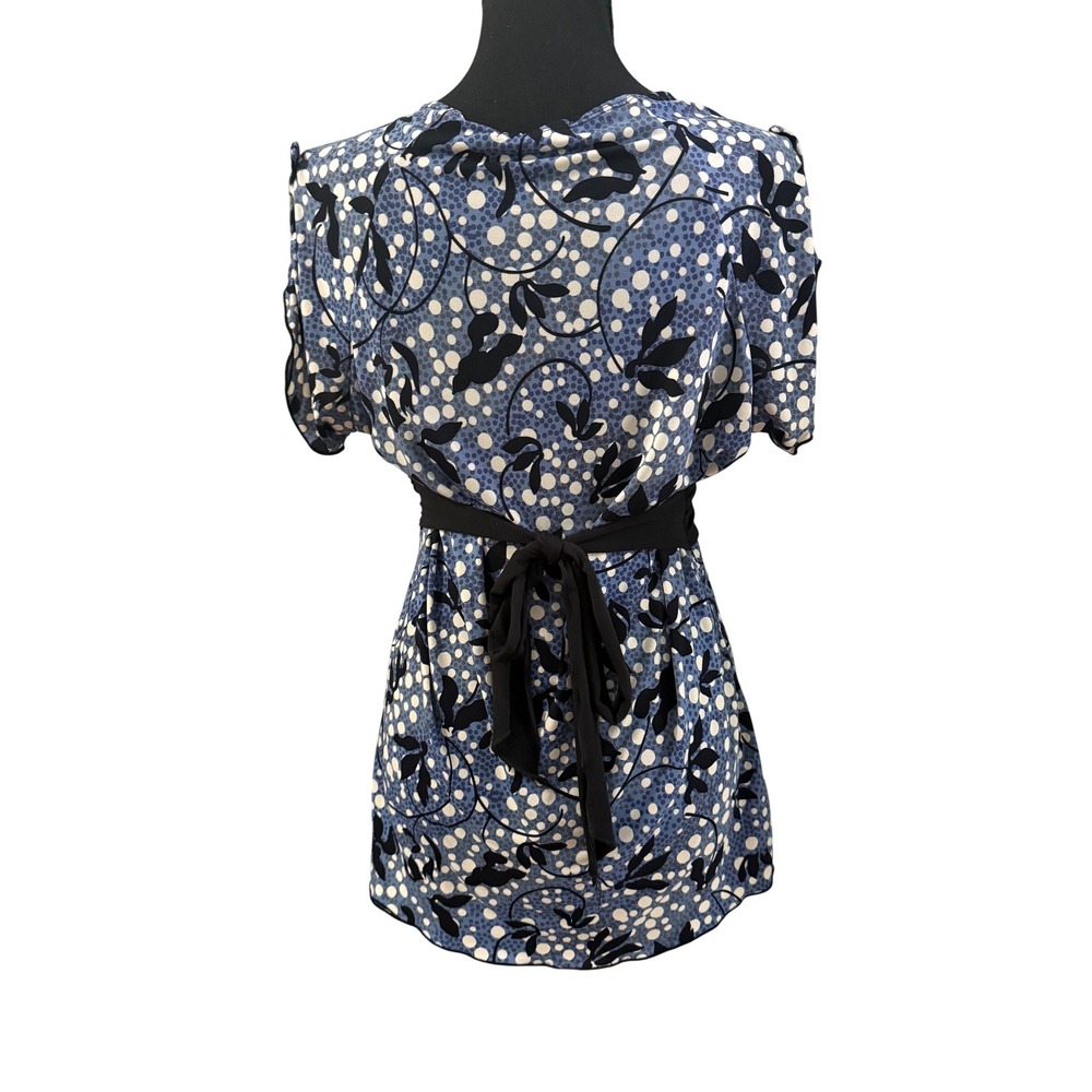 Vol 1 Y2K Blue Babydoll Top Tie Back Flutter Sleeve V Surplice Neckline SZ L? - Picture 4 of 9
